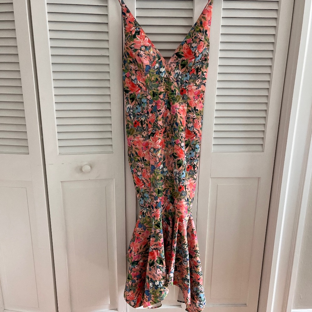 Tropical halter mermaid shape dress